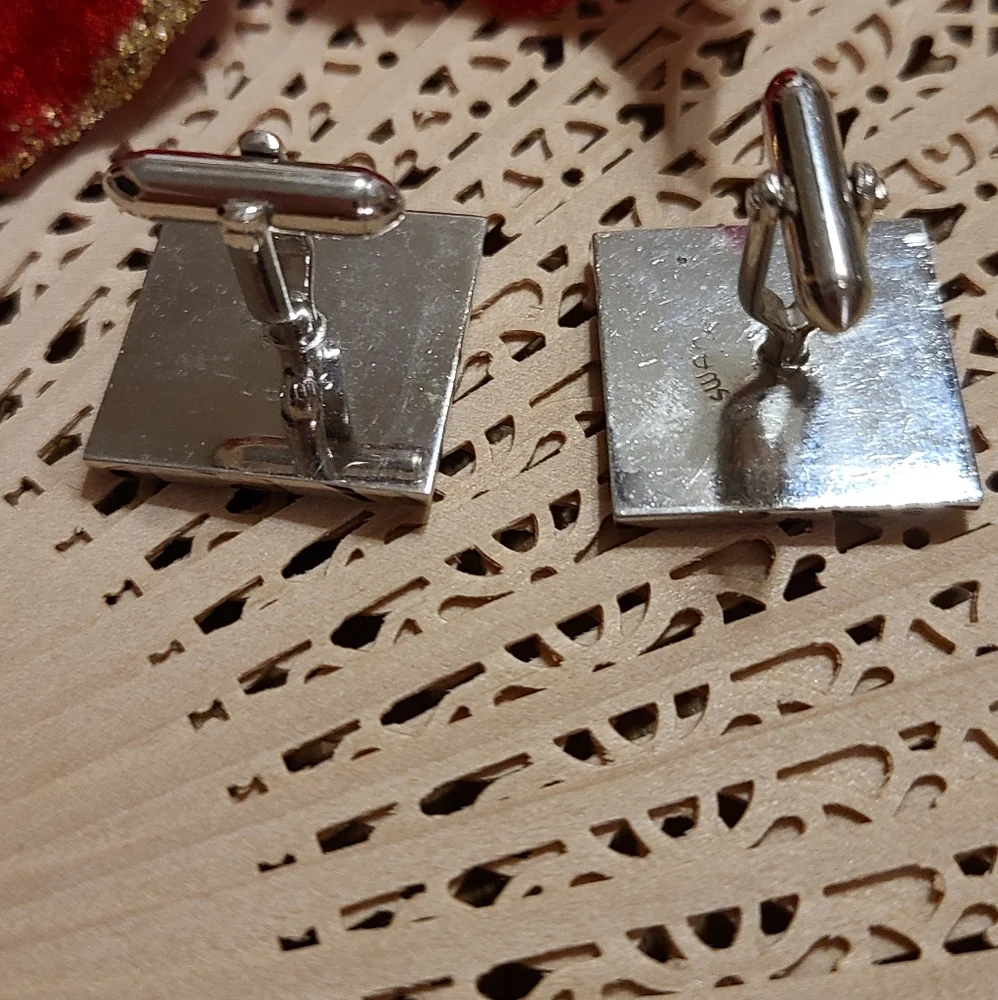 Antique Silver and Black Geometric Cufflinks